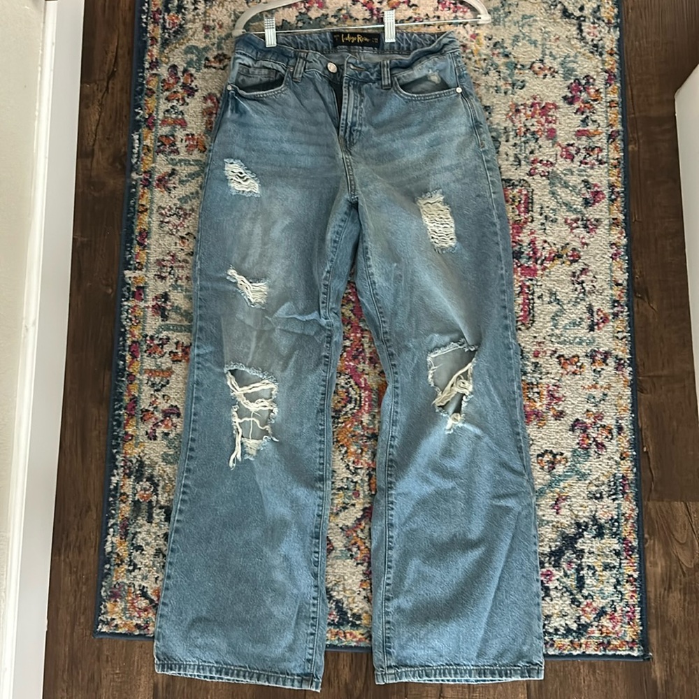 Light wash indigo rein high rise loose fit organic cotton jeans